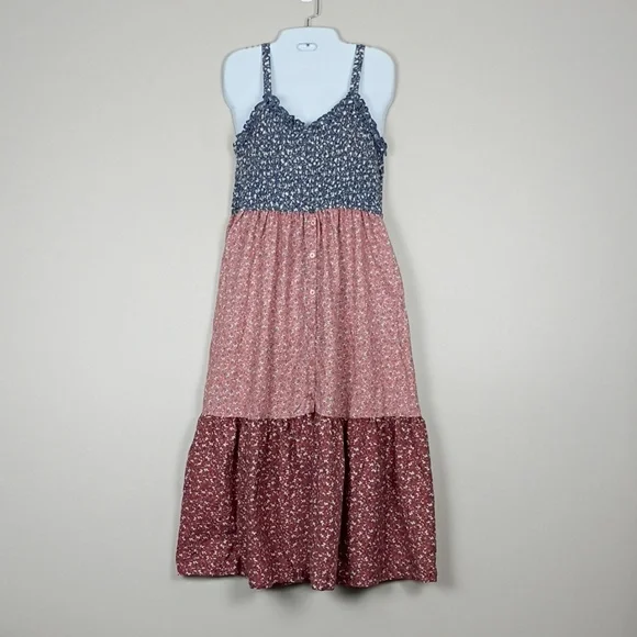 Band Of The Free Tiered Dress Smocked Large Ditsy Floral Western Garden Prairie - Picture 3 of 12